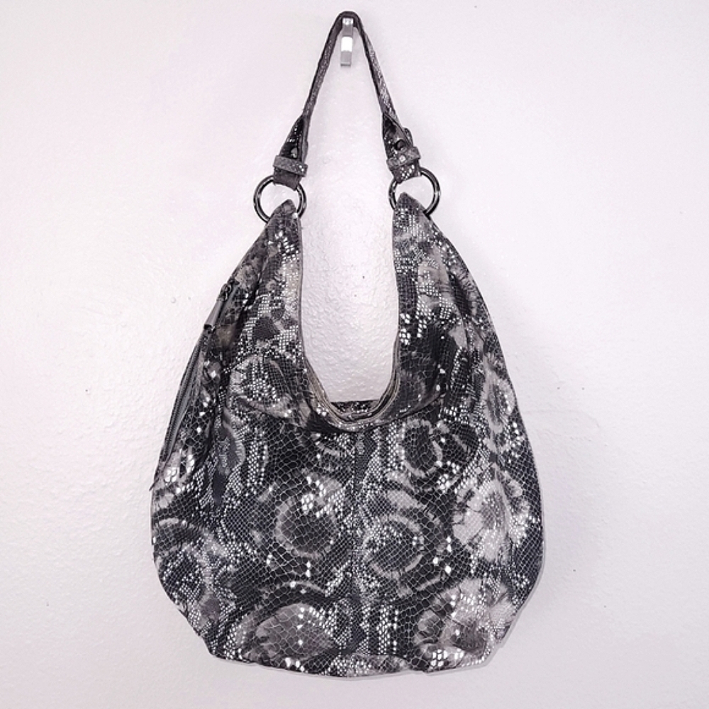 HOBO Snake Embossed Leather Hobo Shoulder Bag